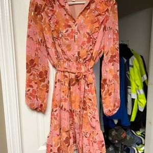 Fit and flare floral dress with belt